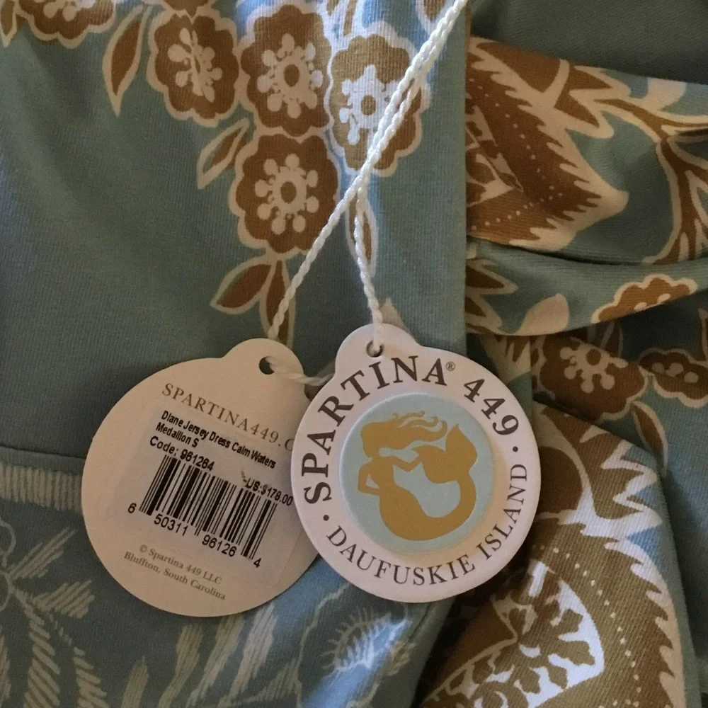 Spartina 449 Diane Jersey Knit Mini Dress Calm Waters Medallion - Picture 12 of 15